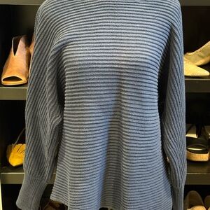 CAbi Off-Shoulder Ribbed Sweater in Slate Blue